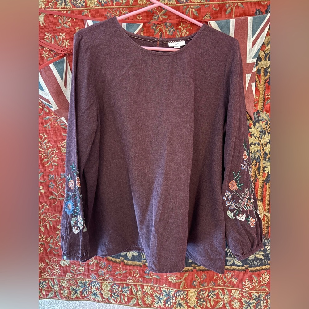 J. Jill Plum Embroidered Long-Sleeve Tunic